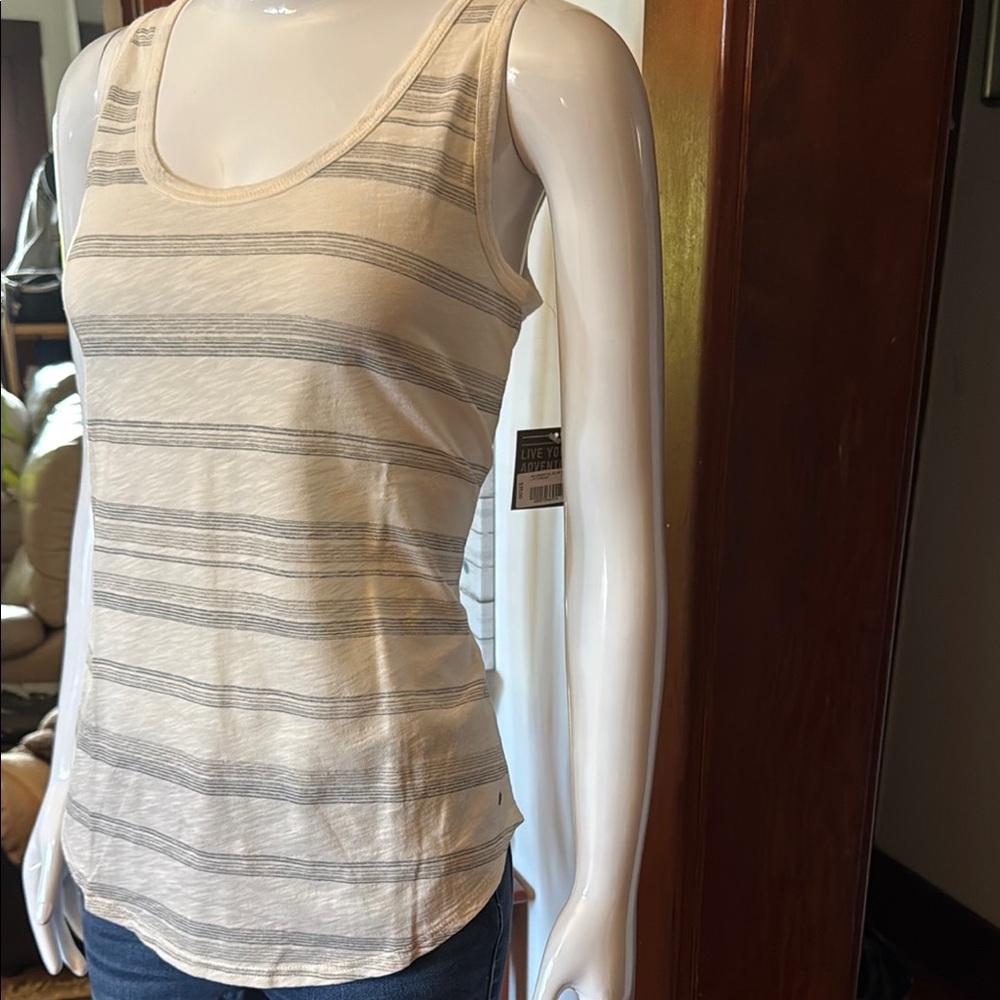 NWT Eddie Bauer size small Striped Cream and Gray Women's Tank Top
